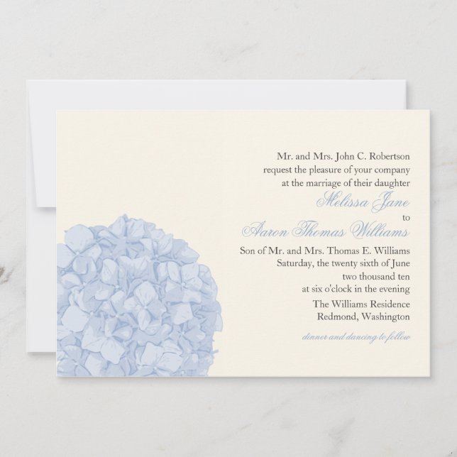 Invitación de la boda del Hydrangea (Anverso)