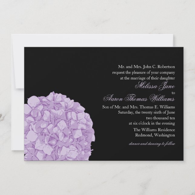 Invitación de la boda del Hydrangea (Anverso)