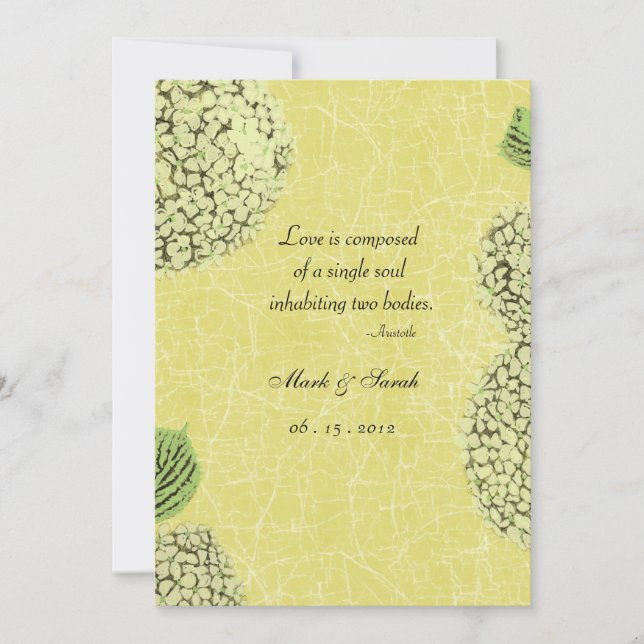 Invitación de la boda del Hydrangea del crujido (Anverso)