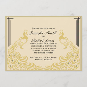 Invitación de la boda del instinto del art déco de