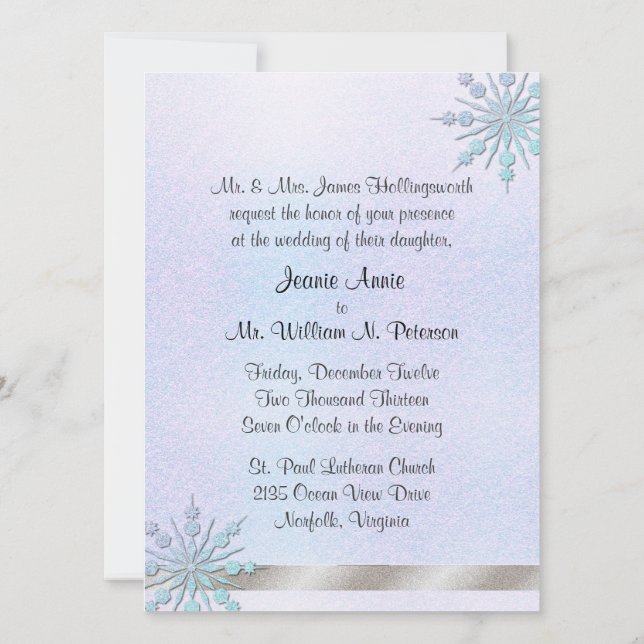 Invitación de la boda del invierno (Reverso)