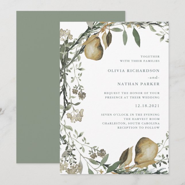 Invitación de la boda del invierno de la cosecha (Anverso / Reverso)