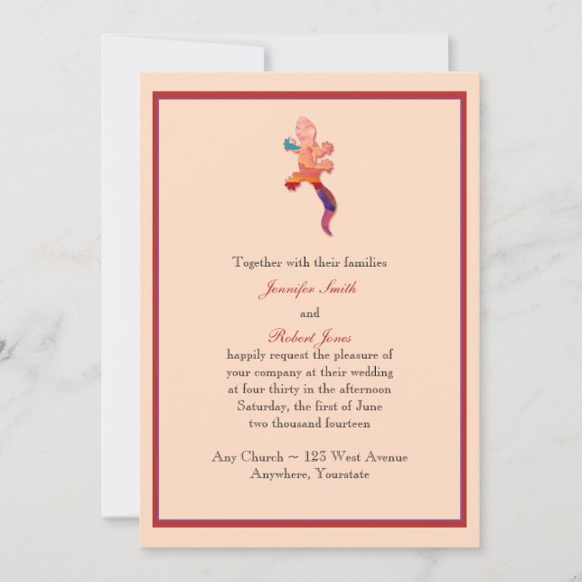 Invitación de la boda del lagarto de la puesta del (Anverso)