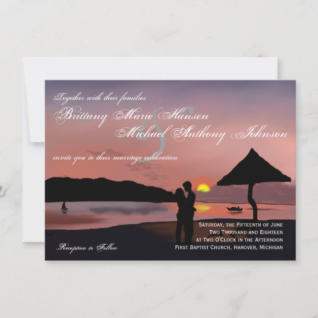 Invitación de la boda del lago silhouette de los (Anverso)