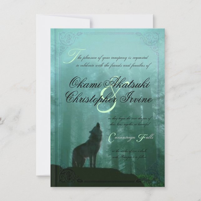 Invitación de la boda del libro de la fantasía (Anverso)