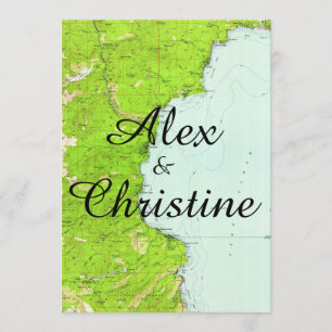 Invitación de la boda del mapa del lago Tahoe
