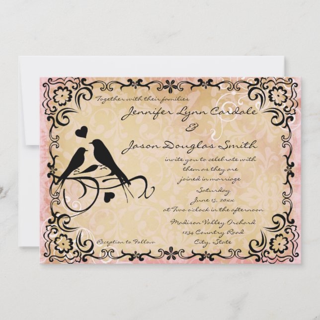 Invitación de la boda del marco de la voluta de (Anverso)