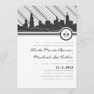Invitación de la boda del monograma de Chicago