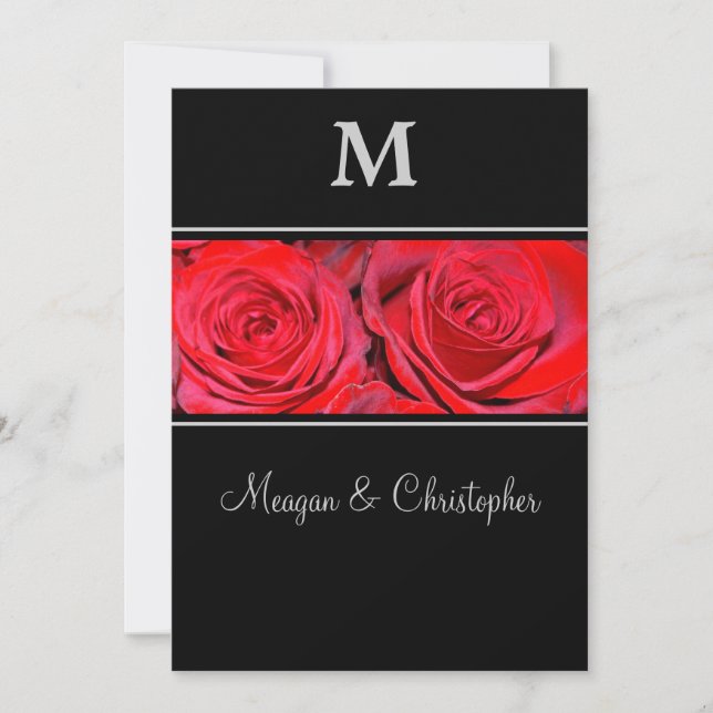 Invitación de la boda del monograma de la plata (Anverso)