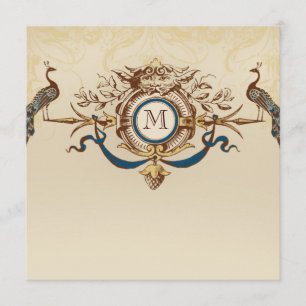 Invitación de la boda del monograma de los pavos