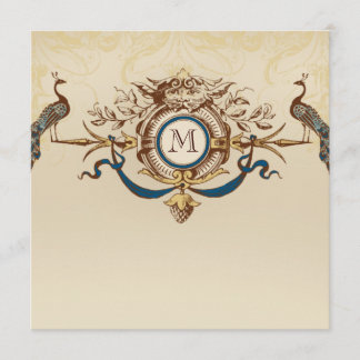 Invitación de la boda del monograma de los pavos