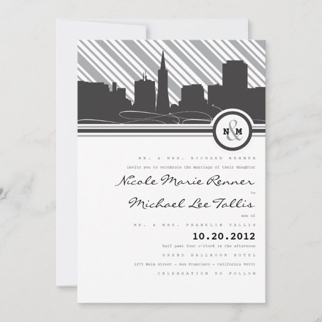 Invitación de la boda del monograma de San (Anverso)