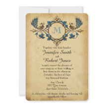 Invitación de la boda del monograma del pavo real