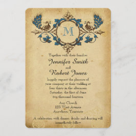 Invitación de la boda del monograma del pavo real