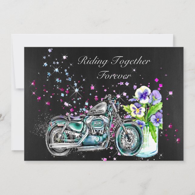 Invitación de la boda del motorista con la (Anverso)