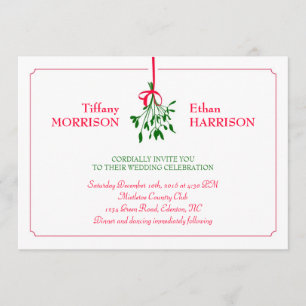 Invitación de la boda del muérdago del navidad