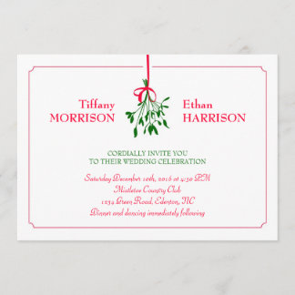 Invitación de la boda del muérdago del navidad