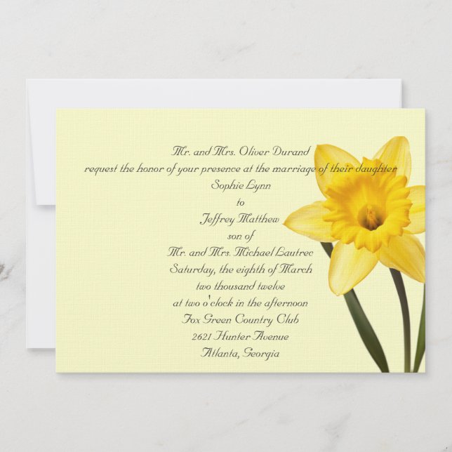 Invitación de la boda del narciso (Anverso)