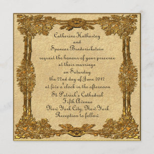 Invitación de la boda del oro del cuento de hadas