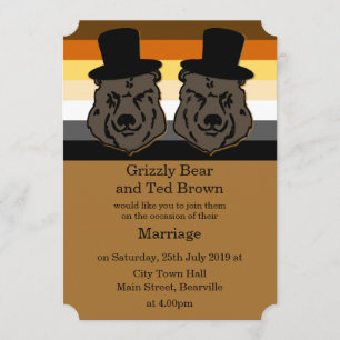 Invitación de la boda del oso para los hombres gay