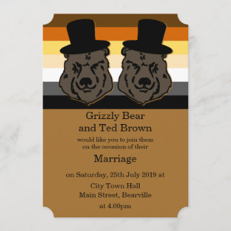 Invitación de la boda del oso para los hombres gay