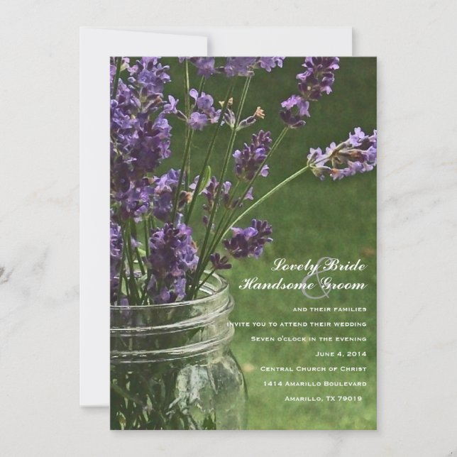Invitación de la boda del país de la lavanda del (Anverso)