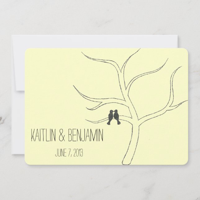 Invitación de la boda del pájaro del amor (Anverso)
