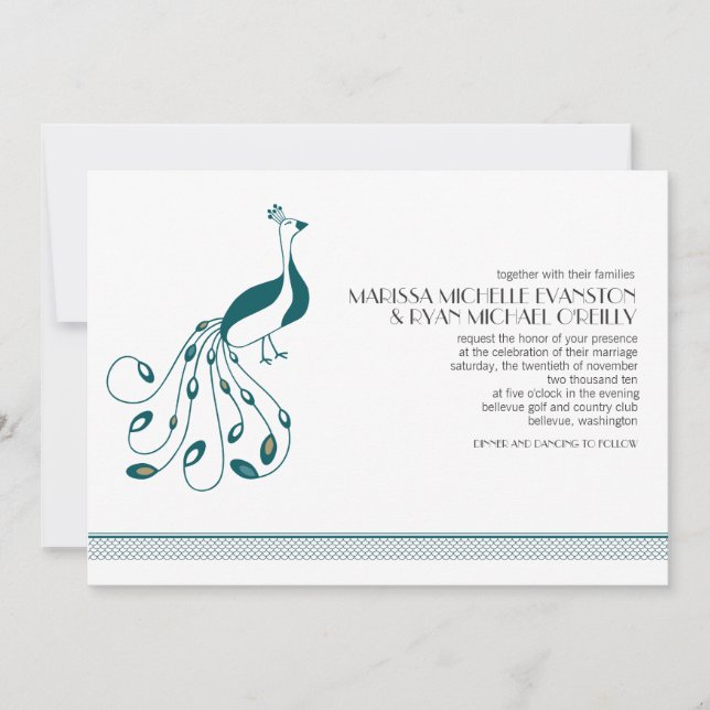 Invitación de la boda del pavo real (Anverso)