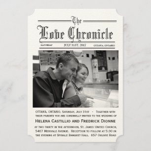 Invitación de la boda del periódico con los bordes