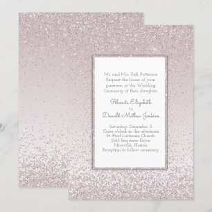 Invitación de la boda del purpurina y del brillo
