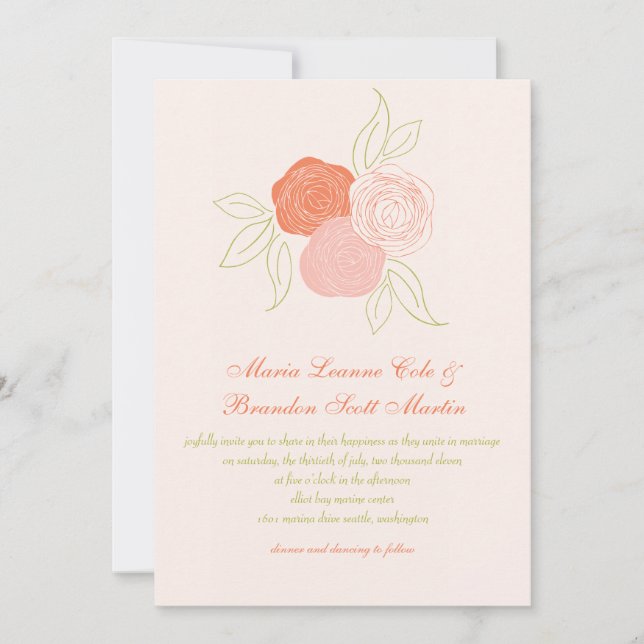 Invitación de la boda del ramo del ranúnculo (Anverso)