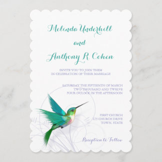 Invitación de la boda del remolino 5x7 del colibrí