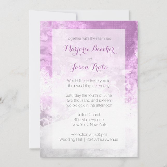 Invitación de la boda del remolino de la acuarela (Anverso)