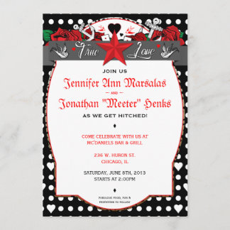 Invitación de la boda del Rockabilly del tatuaje