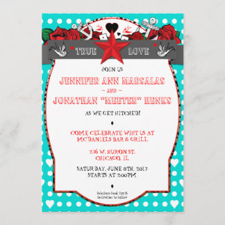 Invitación de la boda del Rockabilly del tatuaje