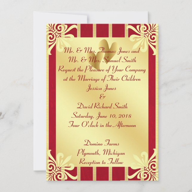 Invitación de la boda del rojo y del el día de San (Anverso)