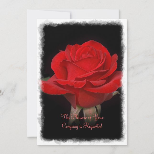 Invitación de la boda del rosa rojo (Anverso)