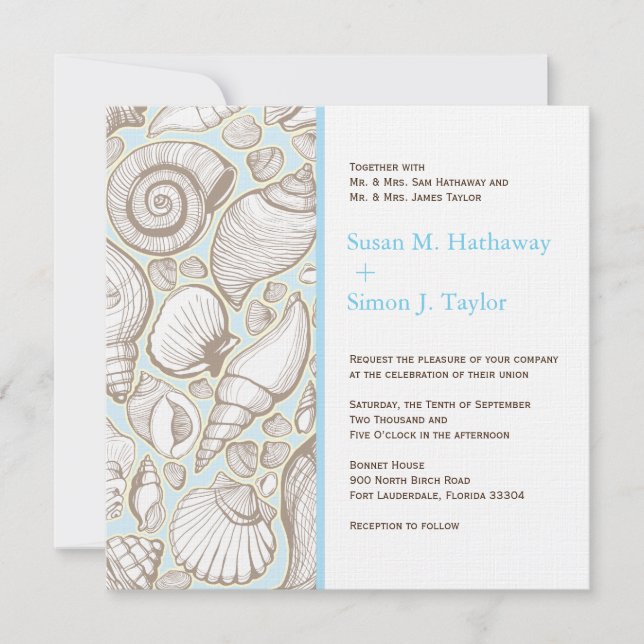 Invitación de la boda del Seashell (Anverso)