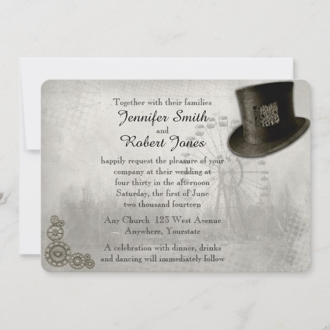 Invitación de la boda del sombrero de copa del (Anverso)
