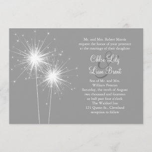 Invitación de la boda del Sparkler en gris
