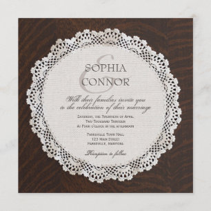Invitación de la boda del tapetito del cordón