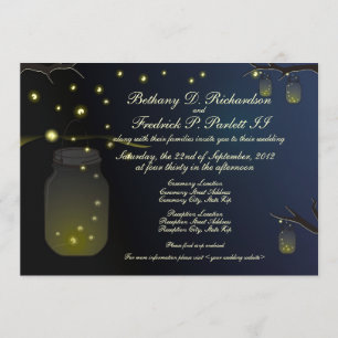 Invitación de la boda del tarro y de la luciérnaga