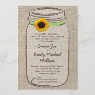 Invitación de la boda del tarro y del girasol de