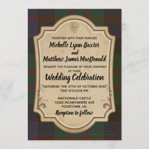 Invitación de la boda del tartán de MacDonald