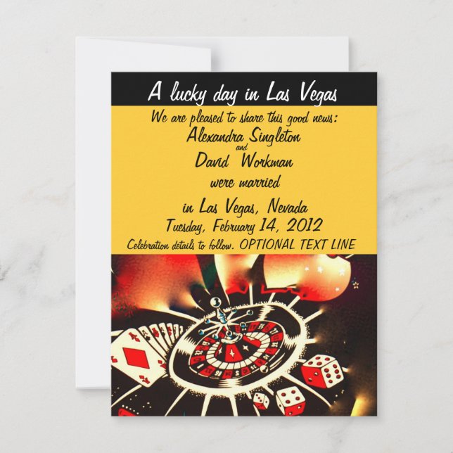 Invitación de la boda del tema del casino de Las (Anverso)