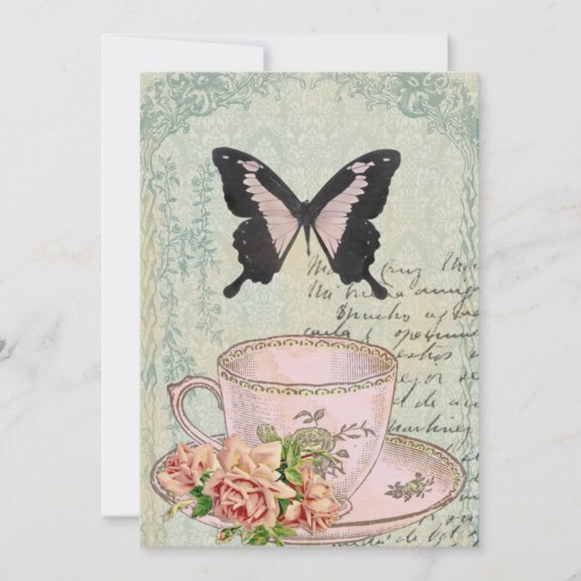 Invitación de la boda del tiempo del té del (Anverso)