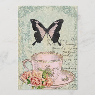 Invitación de la boda del tiempo del té del