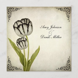 Invitación de la boda del tulipán del loro del
