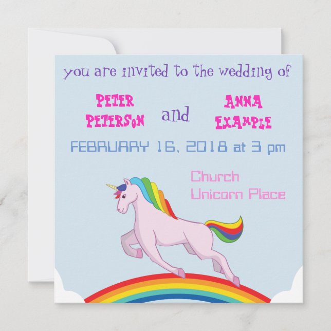 Invitación de la boda del unicornio (Anverso)