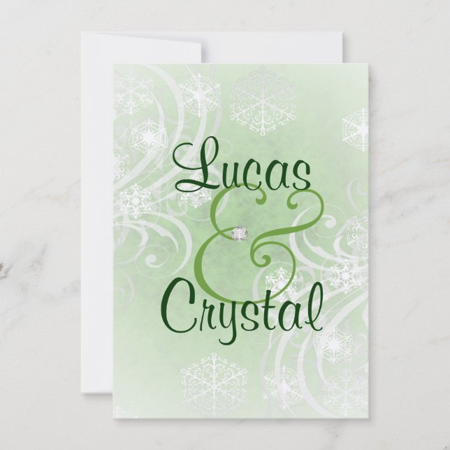 Invitación de la boda del verde del Flourish del (Anverso)